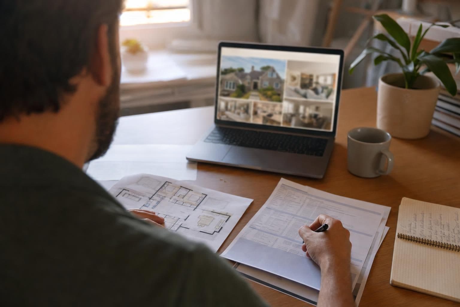 A real estate investor working through a deal at home